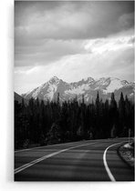 Walljar - Bosweg met Uitzicht - Zwart wit poster.