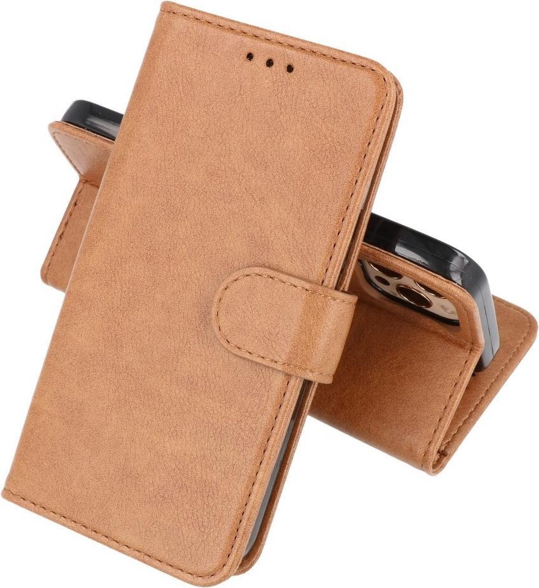 Hoesje Geschikt voor iPhone 13 Pro - Kaarthouder Book Case Telefoonhoesje - Bruin