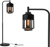 KLIMliving Moorea - Vloerlamp - Zwart - E27 - 168cm - Staande lamp - Industriële vloerlamp - Smoke