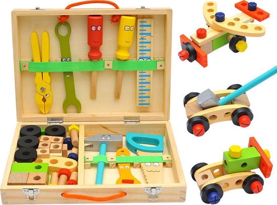 B-care Speelgoed Gereedschapskist - 34 delig - Speelgoedkoffer - Speelgoedkist - Gereedschapskoffer - Speelgoed Voor Peuter En Kleuter - Educatief Speelgoed - Montessori Speelgoed