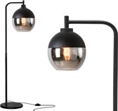 KLIMliving - Vloerlamp - Zwart - Glas - Industrieel - E27 fitting - 168cm - Staande lamp - Industriële vloerlamp