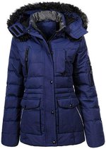 Dames winterjas - bont voering - afritsbare capuchon - dikke jas - maat 40/42 - blauw