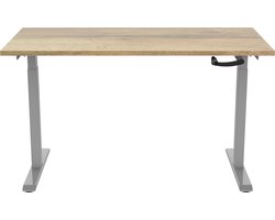 OrangeLabel S1 Zit/sta met slinger. Onderstel uitgevoerd in het alu zilver (RAL7045) incl. blad 120x80 decor Natuur Eik