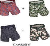 Funderwear - kleuter/kinder/tiener - Ondergoed / boxers - jongens - Jungle Safari - 3+1 = 4 boxers - maat 92/98