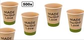 500x Koffiebeker Made with Love bamboe 250ml  next generation - Koffie thee chocomel soep drank water beker karton
