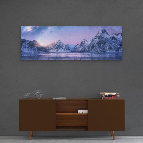 Artaza Peinture sur Toile Voie Lactée Près des Montagnes Enneigées - 120x40 - Groot - Photo sur Toile - Impression sur Toile
