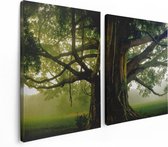 Artaza Canvas Schilderij Tweeluik Grote Levensboom Met Veel Takken - 120x80 - Foto Op Canvas - Canvas Print