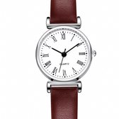 Horloge- Bruin-3 cm- Leer- Emma-Romeinse aanduiding- Charme Bijoux