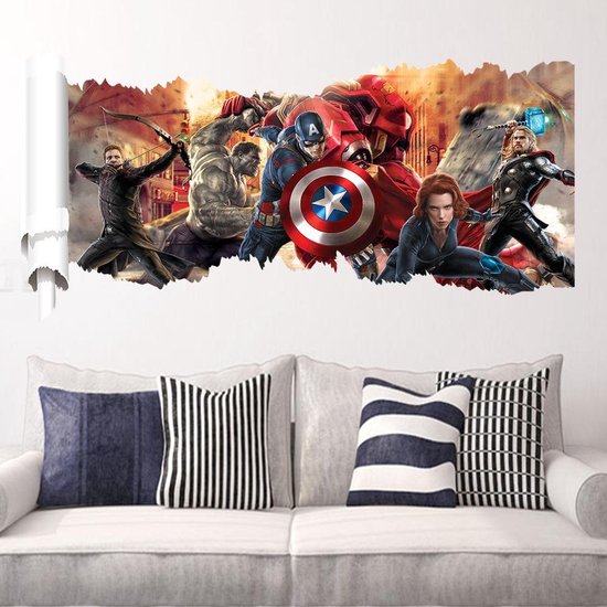 Muursticker The Avengers | The Avengers à travers le mur (effet 3D) |  Muursticker... | bol.com