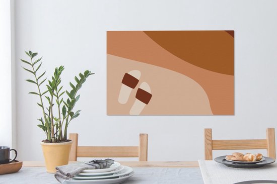 Canvas Schilderij Zomer - Slippers - Abstract - 60x40 cm - Wanddecoratie