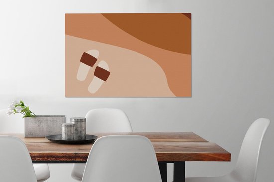 Canvas Schilderij Zomer - Slippers - Abstract - 60x40 cm - Wanddecoratie