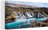 Canvas Schilderij IJsland - Water - Berg - 80x40 cm - Wanddecoratie