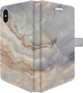 Apple iPhone XS Max Telefoonhoesje - Portemonneehoesje  - Met pasjeshouder - Met Marmerprint - Marmer - Goud