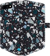 Apple iPhone 7 Plus Telefoonhoesje - Portemonneehoesje  - Met pasjeshouder - Met Marmerprint - Terrazzo - Zwart