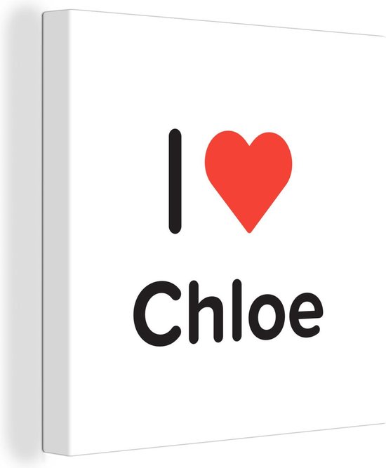 Canvas Schilderij I love - Chloe - Meisje - 20x20 cm - Wanddecoratie