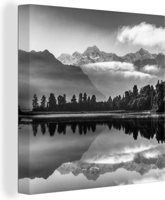 Canvas Schilderij Nieuw-Zeeland - Reflectie - Berg - 20x20 cm - Wanddecoratie