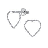 Joy|S - Zilveren hartje oorbellen - 10x9 mm - kabel twist