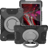 Case2go - Tablet hoes geschikt voor iPad 2021 - 10.2 Inch - Extreme Hand Strap Armor Case - Zwart/Grijs