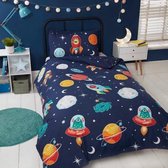 Junior dekbedovertrek Space glow in the dark - 120x150 cm - Blauw