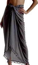 Emilie Scarves - pareo - lang - franjes - donkergrijs