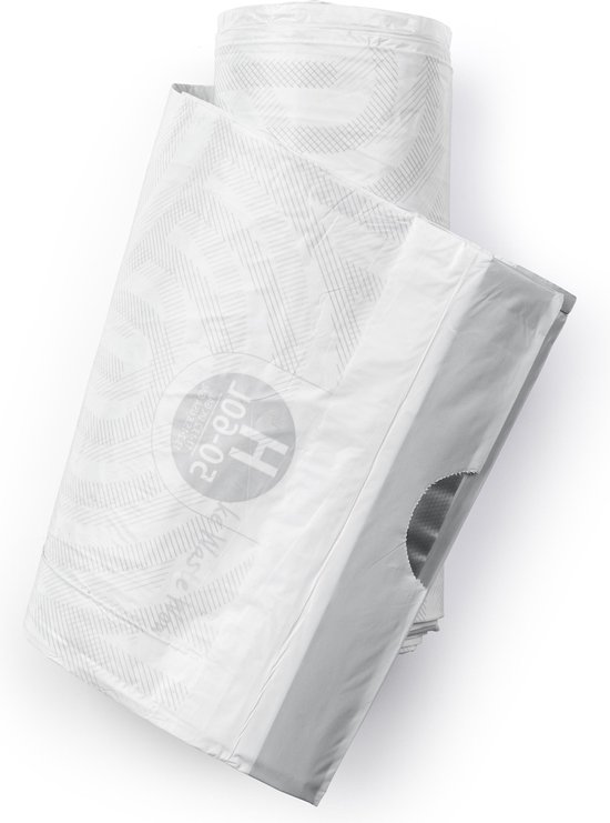 Brabantia PerfectFit sac poubelle avec fermeture code H, 50-60 litres, 6 rouleaux x 20 pcs - White