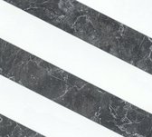 AS Creation MICHALSKY - Papier peint à rayures marbrées - Natuursteen - argent blanc noir - 1005 x 53 cm