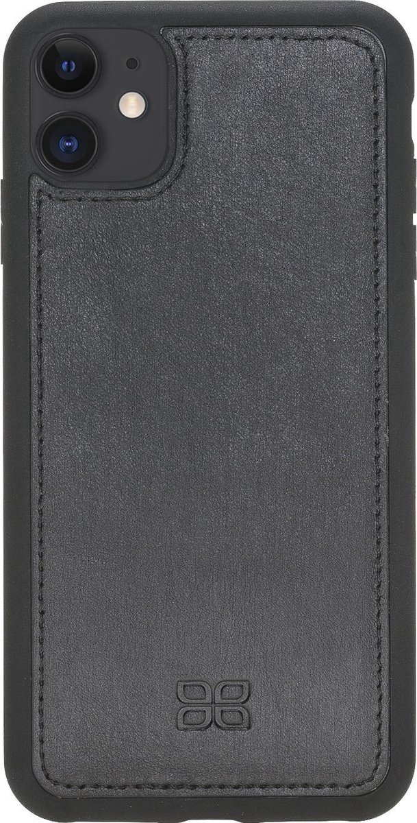 Bouletta geschikt voor iPhone 12 (Pro) leren BackCover hoesje - Rustic Black