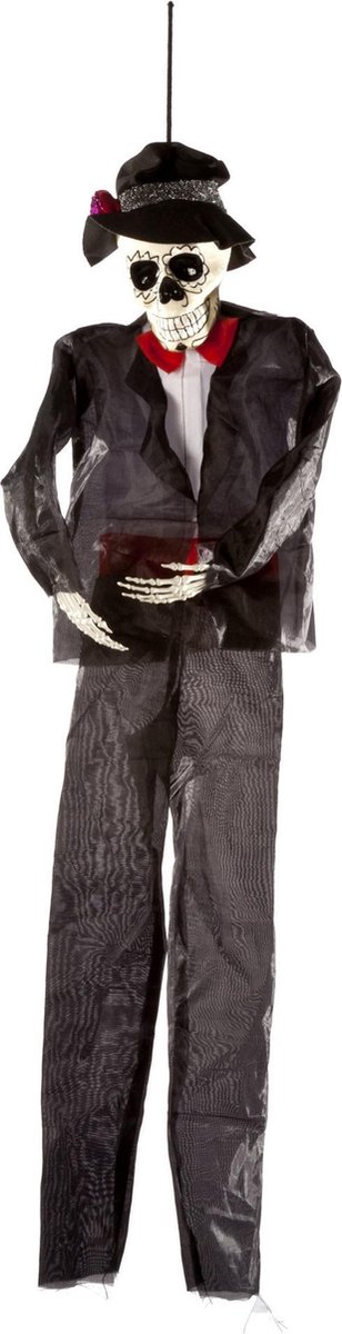 Horror decoratie hangend skelet Day of the dead heer 92 cm - Halloween thema versiering poppen