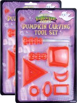 Set van 3x stuks pompoen snijset 9-delig met sjablonen - Halloween pompoenen uithollen