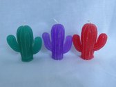 Kaars cactussen set van 3, Groen appelgeur, paars lavendelgeur, rood rozengeur