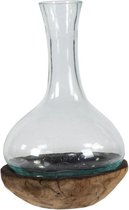 Plantenwinkel Decowood Glass E Round 21x35 cm ronde glazen vaas op boomstronk L decoratie