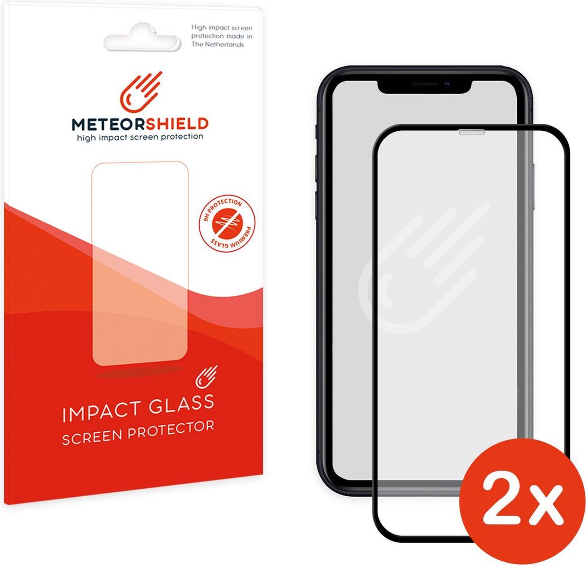2 stuks: Meteorshield iPhone Xr screenprotector - Full screen