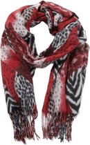 Dielay - Zachte Sjaal met Dierenprint - 180x70 cm - Rood