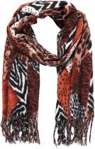 Dielay - Zachte Sjaal met Dierenprint - 180x70 cm - Oranje