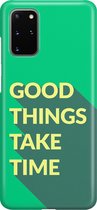 Samsung Galaxy S20 Plus Telefoonhoesje - Premium Hardcase Hoesje - Dun en stevig plastic - Met Quote - Good Things - Groen