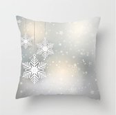 Kerst kussenhoes Grijs Wit met sneeuwkristallen (45x45)