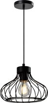 QUVIO Hanglamp modern - Lampen - Plafondlamp - Leeslamp - Verlichting - Verlichting plafondlampen - Keukenverlichting - Lamp - Draadlamp - D 22 cm - Zwart