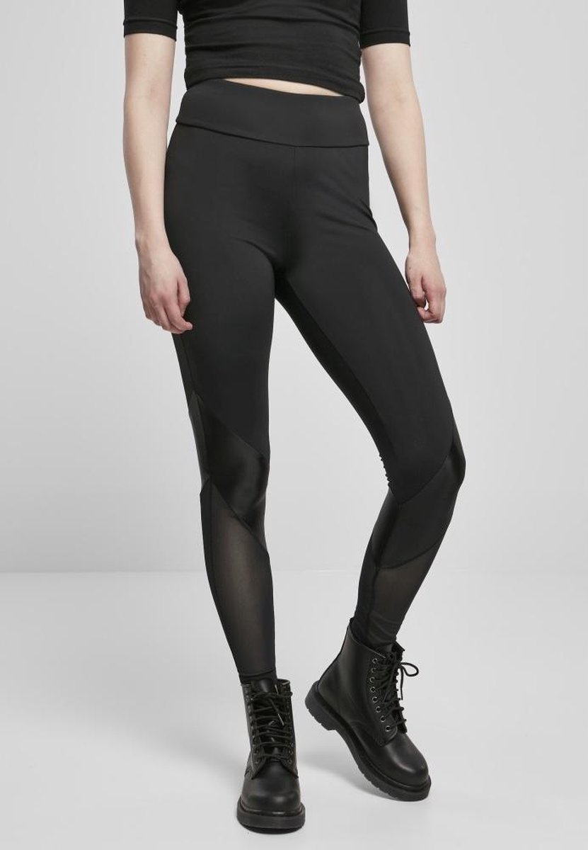 Urban Classics Highwaist Mixed Tech Sportlegging Zwart