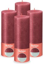 Bol.com Bolsius - Rustieke kaars Shimmer - Metallic - Rood – 19cm – 4 stuks - Valentijn aanbieding
