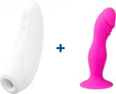 Satisfyer Curvy 1+ - Wit - Luchtdruk Vibrator + Stevige Dildo met Zuignap - 15.5cm