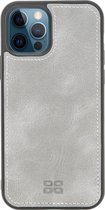 Bouletta - iPhone 12 (Pro) - Lederen BackCover Hoesje - Future Grey