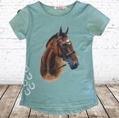 Paarden shirt mint -s&C-110/116-t-shirts meisjes