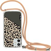 Casetastic Apple iPhone 12 / iPhone 12 Pro Hoesje met koord - Lanyard Case - Leopard Mix Green Print