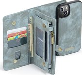 Apple iPhone 13 Mini Hoesje - Caseme - Serie - Kunstlederen Bookcase / 2in1 Case - Blauw - Hoesje Geschikt Voor Apple iPhone 13 Mini