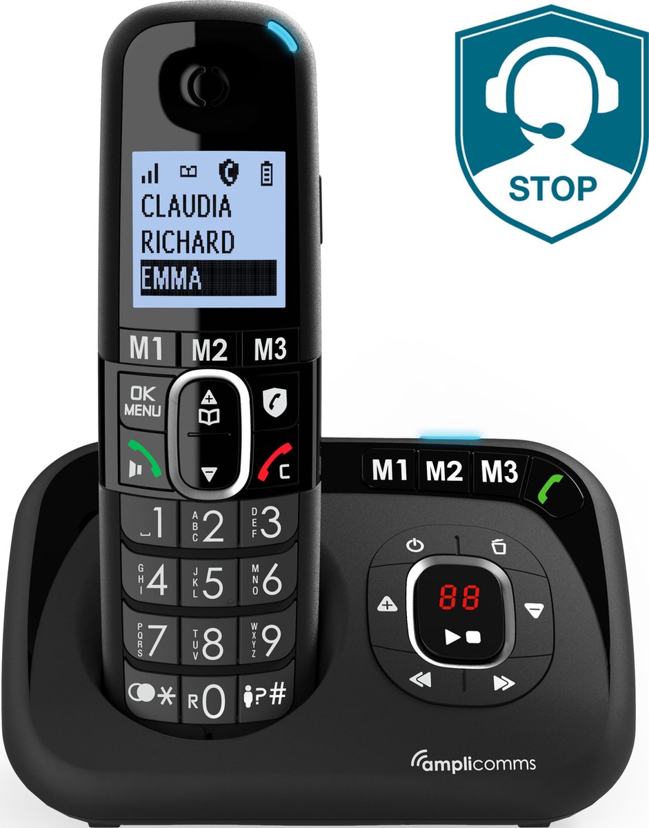 Téléphone fixe senior avec Répondeur, Combo BigTel 1480 - Auriseo