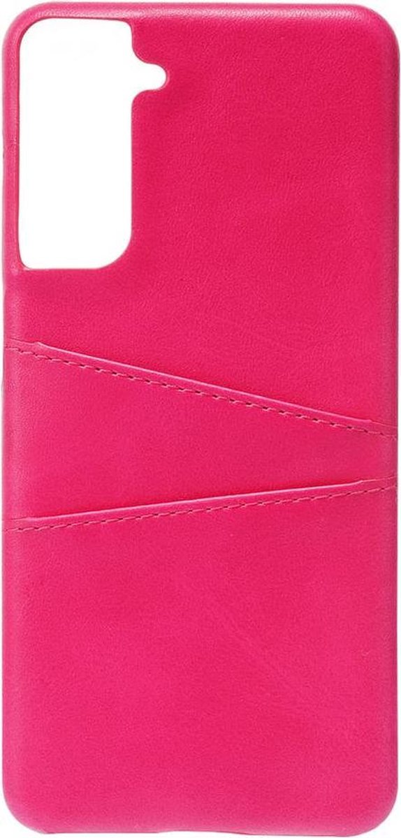 Shop4 - Samsung Galaxy S21 Hoesje - Harde Back Case Cabello met Pasjeshouder Roze