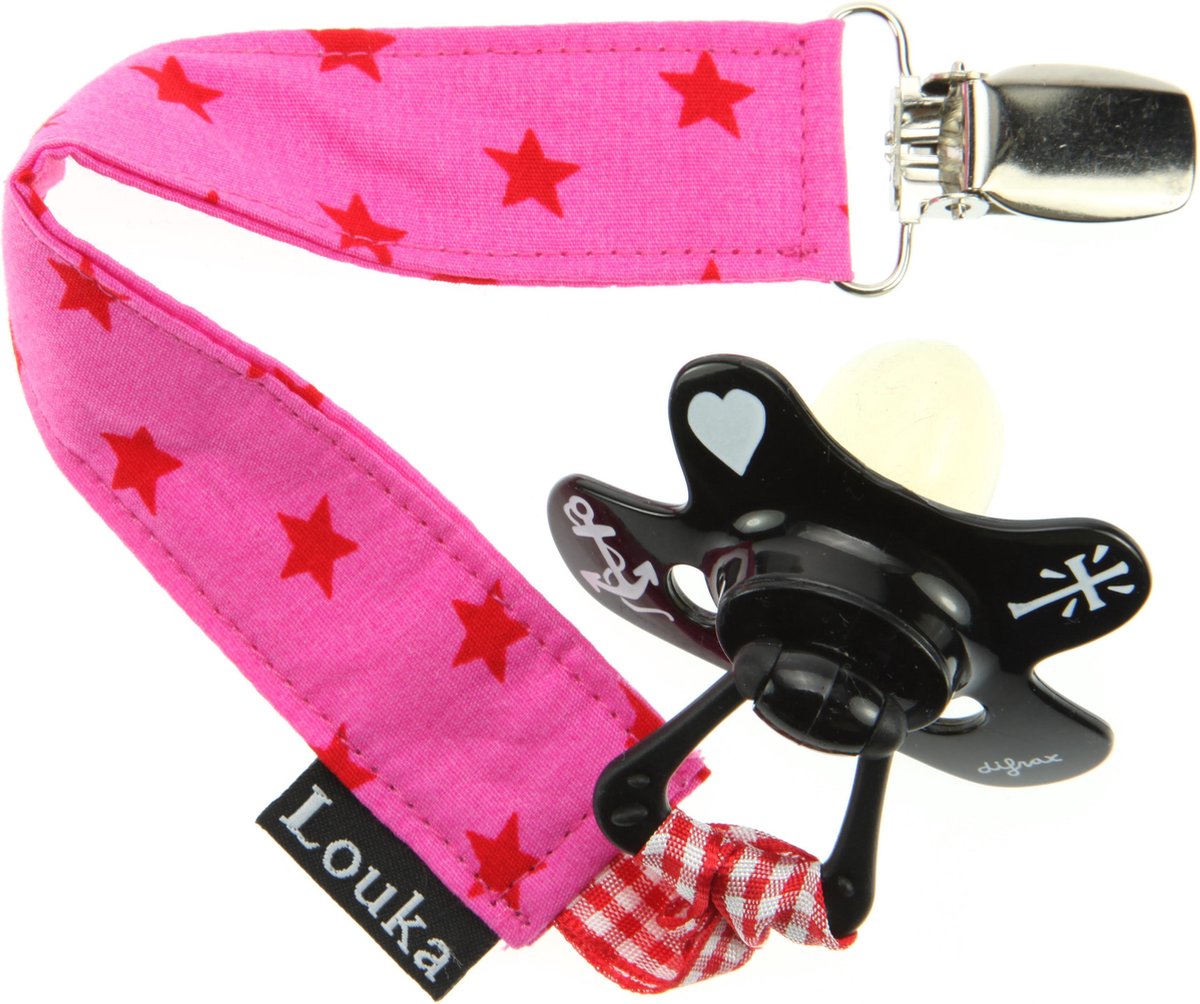 Goedkoopste Louka Speenkoord fuchsia met rode ster - speenketting