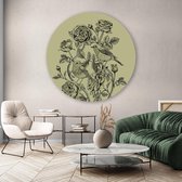 Muurcirkel Green Floral - Plexiglas - Meerdere Afmetingen & Prijzen
