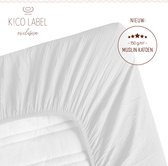 KiCo Label Premium Hoeslaken Eenpersoons 90x200cm wit | 100% mousseline  katoen | OEKO-TEX certificeert