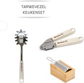 Quttin Pasta Set | Spaghettilepel | Knoflookpers | Rasp | Tarwevezel | Duurzaam Cadeau | Biologisch Afbreekbaar